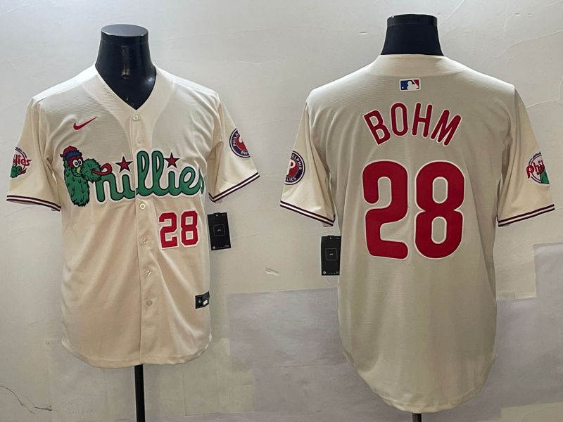 Men Philadelphia Phillies #28 Bohm Cream Three generations Joint Name Game 2025 Nike MLB Jersey style 4->philadelphia phillies->MLB Jersey